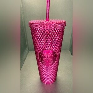 Starbucks Shiny Fuchsia Studded Reusable 24 oz Tumbler